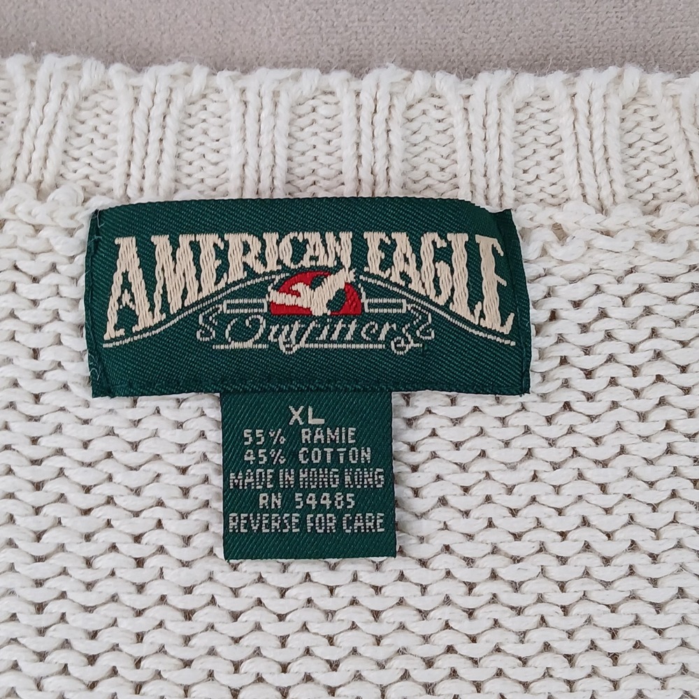 American Eagle XL Mens Sweater V Neck Cricket Chunky Knit 22x25 Vintage - Picture 3 of 14